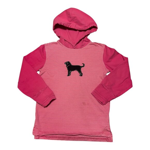 The Black Dog Women’s Hoodie Small Pink Stripe Long Sleeve Dog Logo - Picture 1 of 4